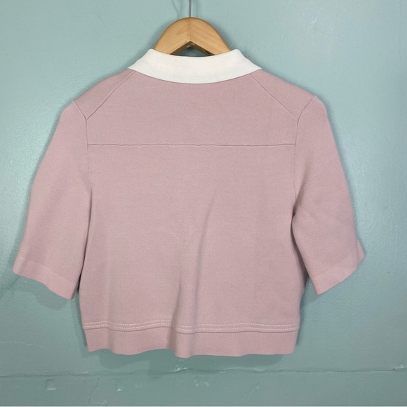 Maje Myshirt Pink Purple Croppes Cardigan Short Sleeve Top - Picture 6 of 8
